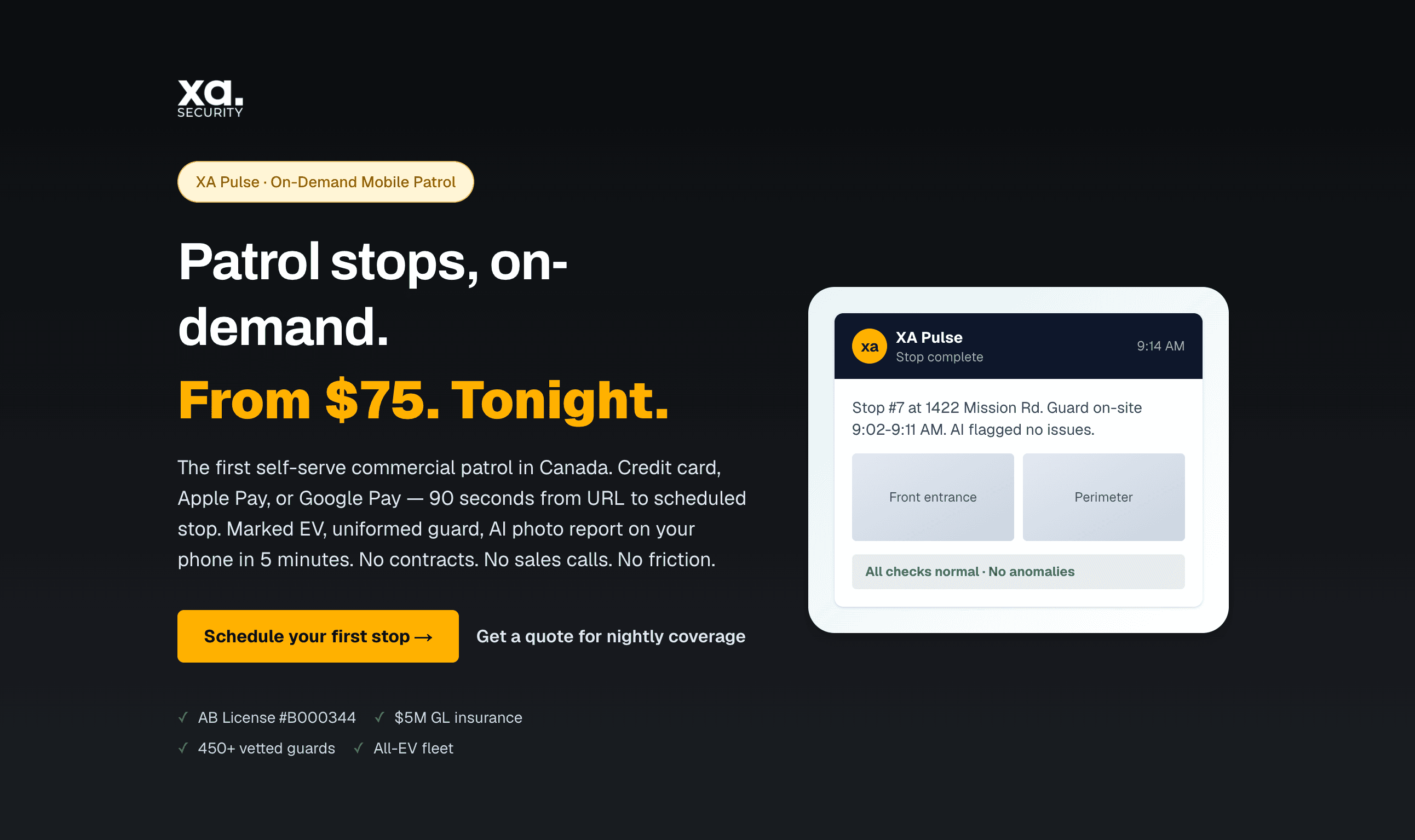 Neighbourhood Pulse on-demand patrol interface